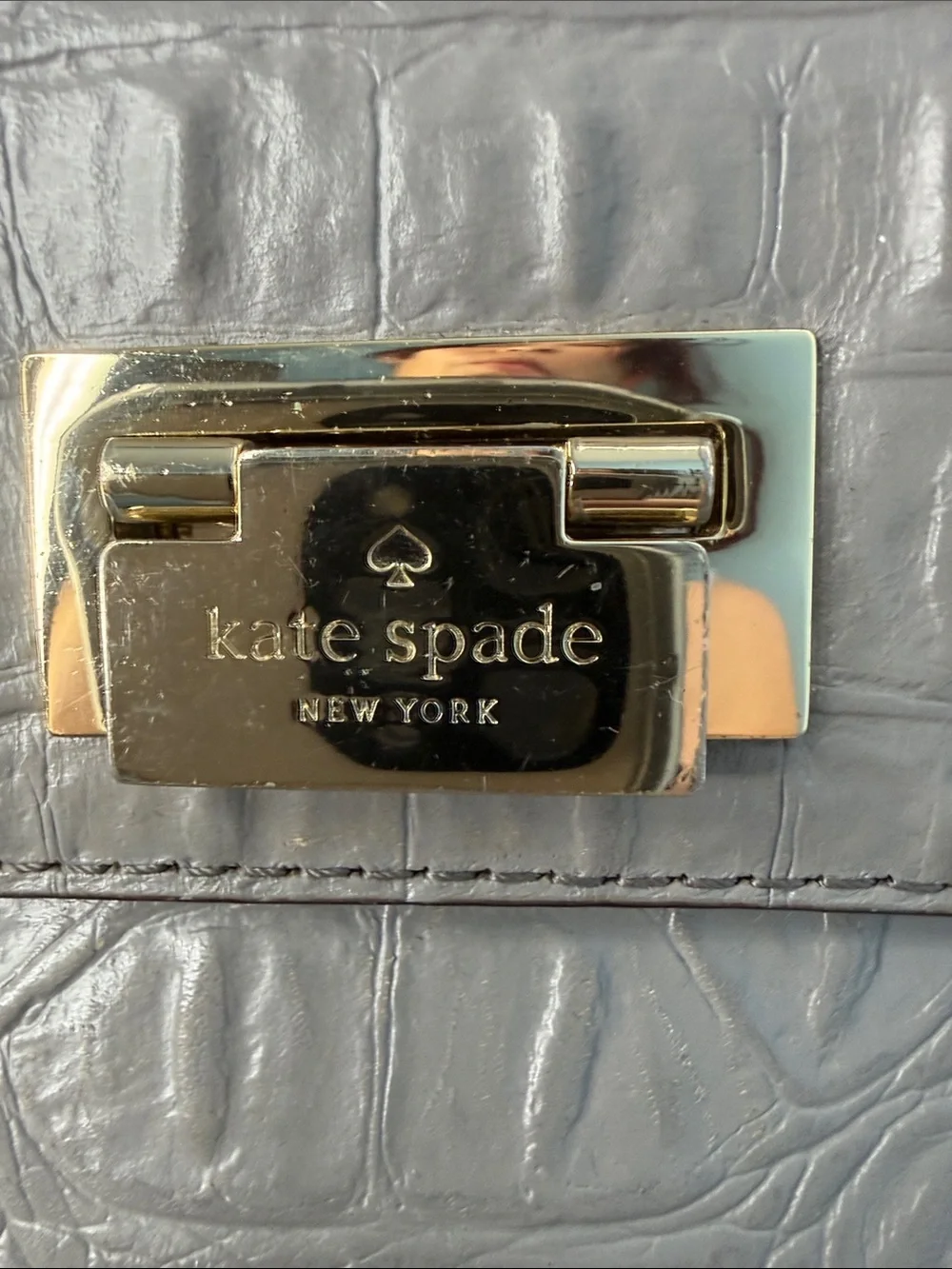 Kate Spade NY Orchard Valley Sinclair Crocodile Leather Shoulder Large “Putty”